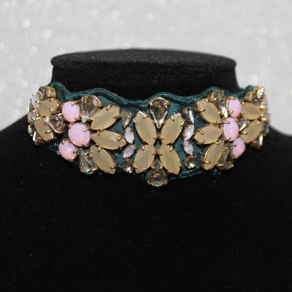 J. Crew Colorful Fabric-backed Rhinestone Chocker - Picture 2 of 8